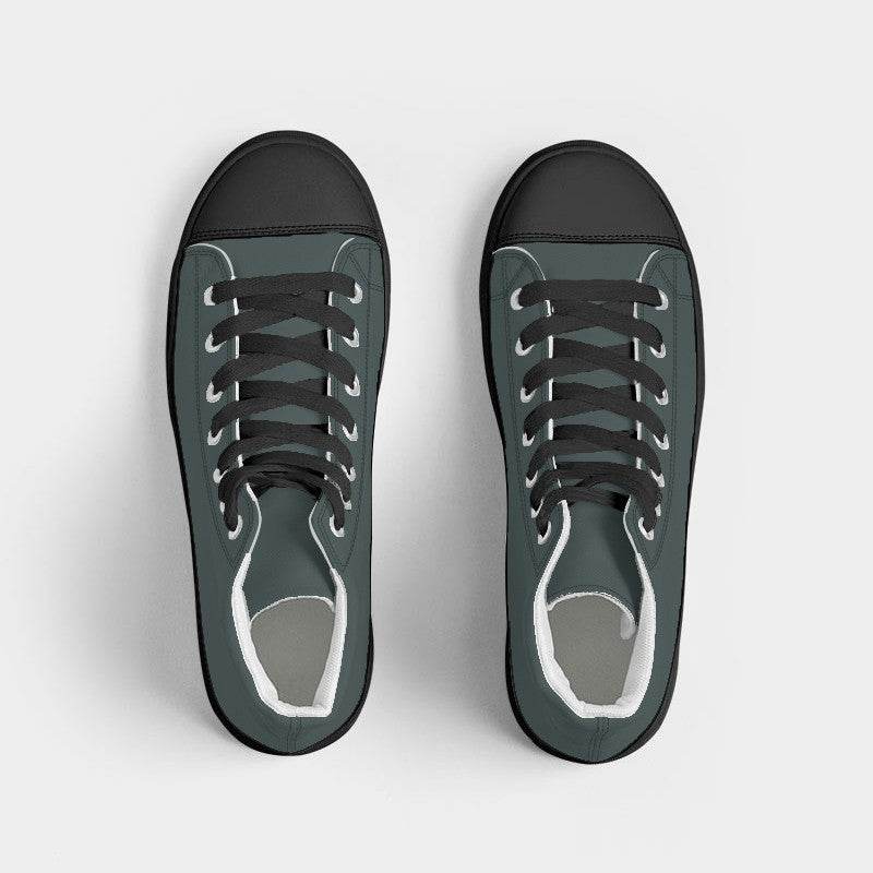Medium-Dark Neutral Blue-Green Women's High-Top Canvas Sneakers (CBG2-NE-MD) - Top