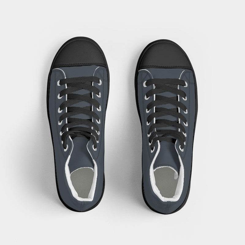 Medium-Dark Neutral Blue Women's High-Top Canvas Sneakers (IB2-NE-MD) - Top