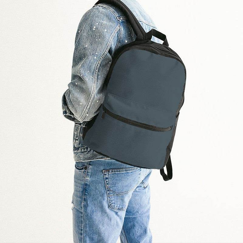 Medium-Dark Neutral Cyan Canvas Backpack (BC2-NE-MD) - Man Back CloseUp
