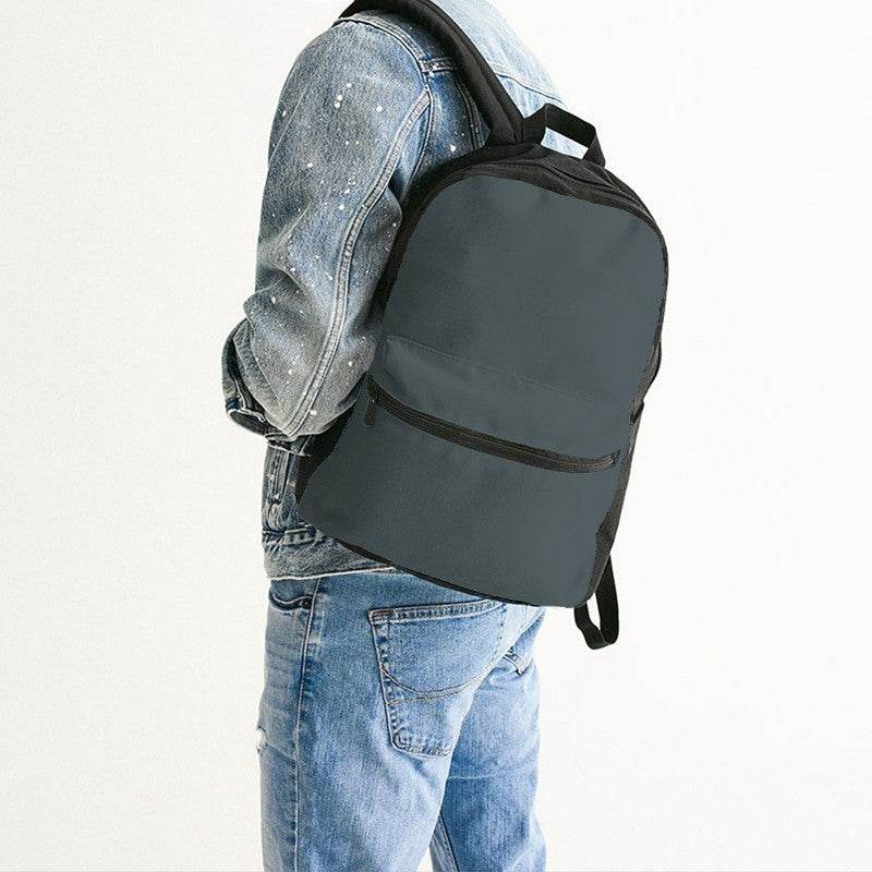Medium-Dark Neutral Cyan Canvas Backpack (C-NE-MD) - Man Back CloseUp
