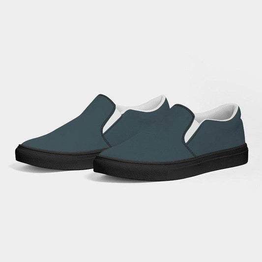 Medium-Dark Neutral Cyan Men's Slip-On Canvas Sneakers (BC2-NE-MD) - Side 3