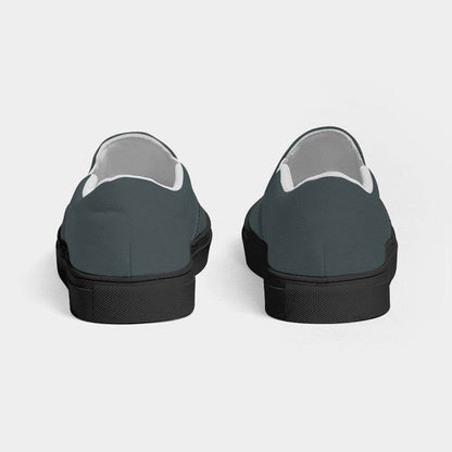 Medium-Dark Neutral Cyan Men's Slip-On Canvas Sneakers (C-NE-MD) - Back