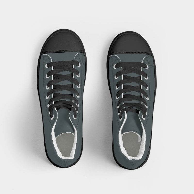 Medium-Dark Neutral Cyan Women's High-Top Canvas Sneakers (C-NE-MD) - Top