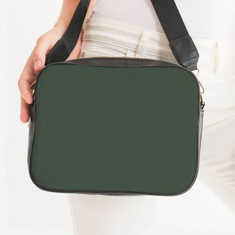 Medium-Dark Neutral Green Crossbody Bag (G-NE-MD) - Woman Front CloseUp