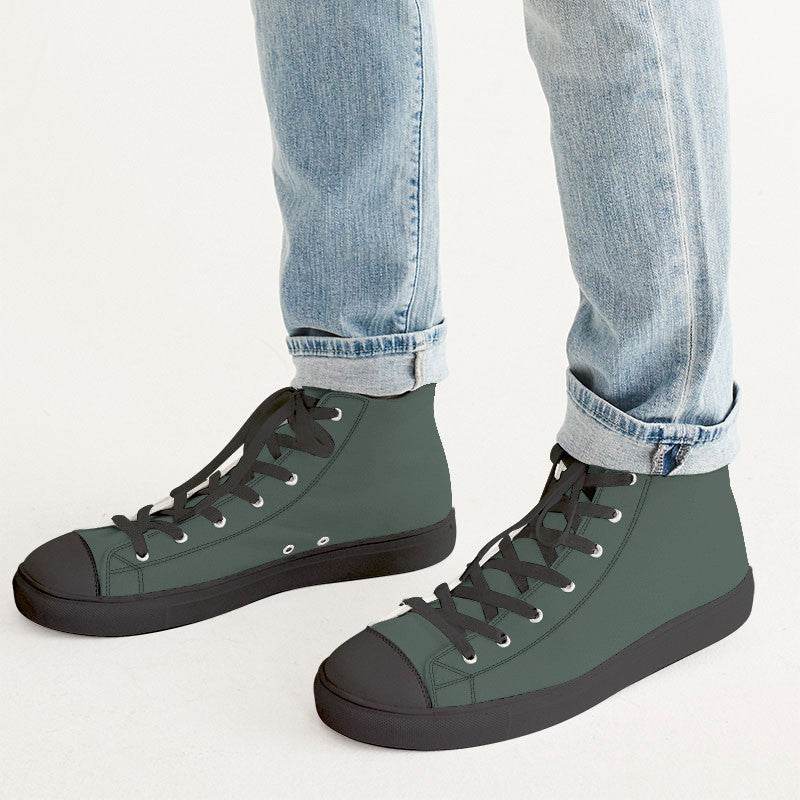 Medium-Dark Neutral Green Men's High-Top Canvas Sneakers (BGG2-NE-MD) - Man CloseUp