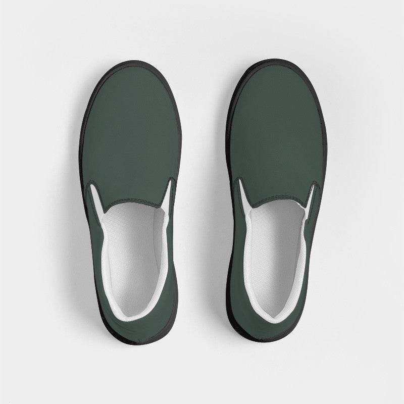 Medium-Dark Neutral Green Men's Slip-On Canvas Sneakers (BGG2-NE-MD) - Top