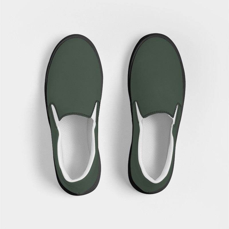 Medium-Dark Neutral Green Men's Slip-On Canvas Sneakers (G-NE-MD) - Top