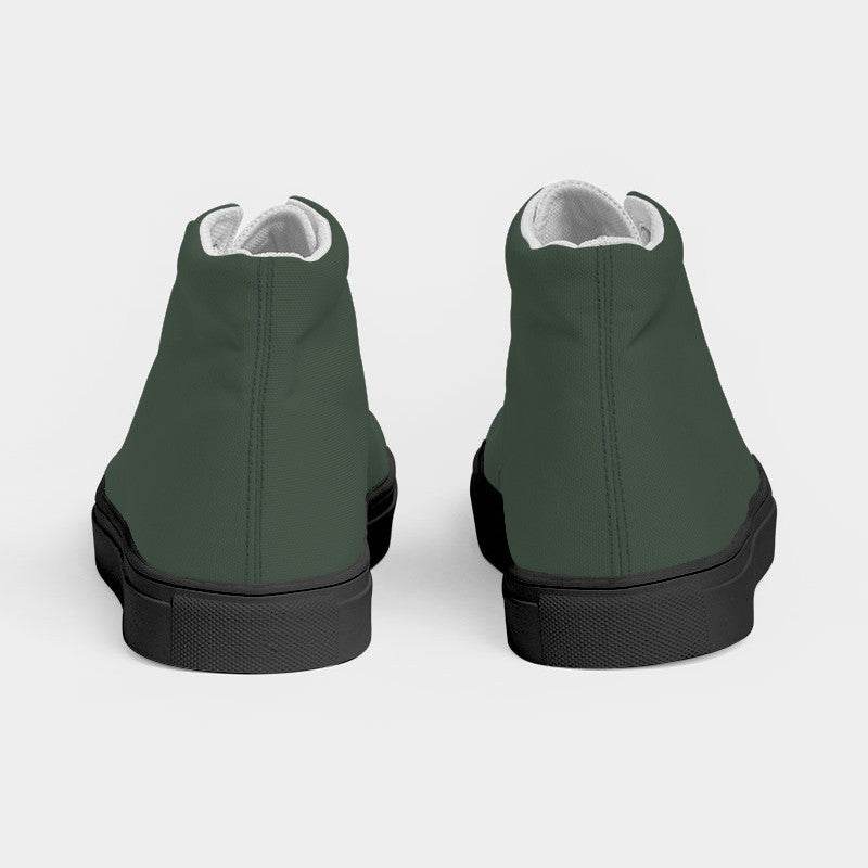 Medium-Dark Neutral Green Women's High-Top Canvas Sneakers (G-NE-MD) - Back