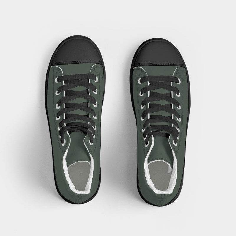 Medium-Dark Neutral Green Women's High-Top Canvas Sneakers (G-NE-MD) - Top