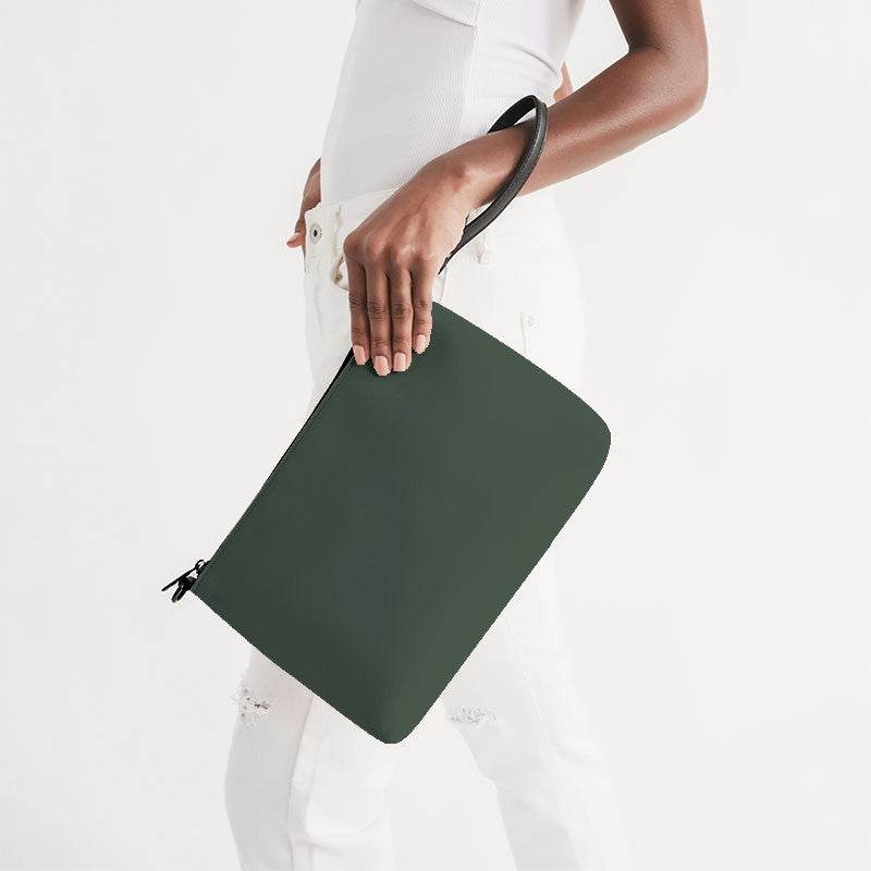 Medium-Dark Neutral Green Zip Pouch (G-NE-MD) - Side Holding