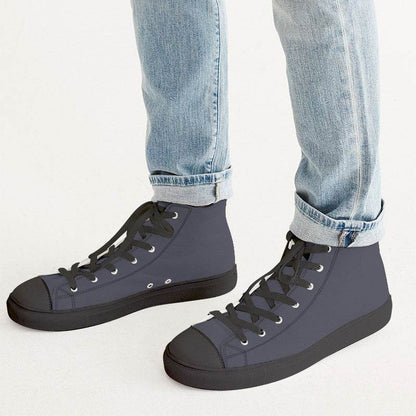 Medium-Dark Neutral Indigo Men's High-Top Canvas Sneakers (PUI2-NE-MD) - Man CloseUp