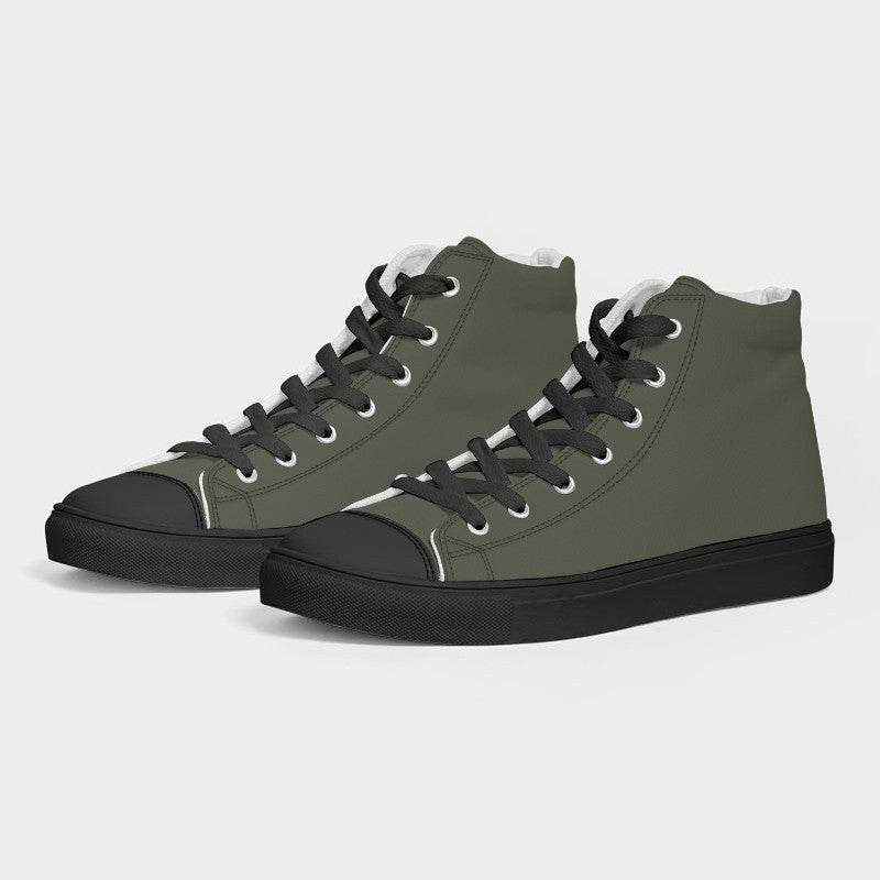 Medium-Dark Neutral Lime Men's High-Top Canvas Sneakers (L-NE-MD) - Side 3