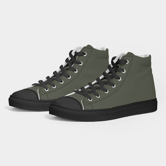 Medium-Dark Neutral Lime Men's High-Top Canvas Sneakers (L-NE-MD) - Side 3