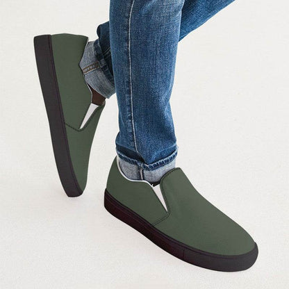 Medium-Dark Neutral Lime Men's Slip-On Canvas Sneakers (GL2-NE-MD) - Man CloseUp