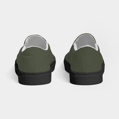 Medium-Dark Neutral Lime Men's Slip-On Canvas Sneakers (L-NE-MD) - Back