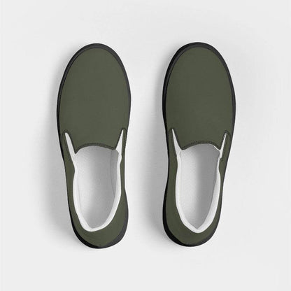 Medium-Dark Neutral Lime Men's Slip-On Canvas Sneakers (L-NE-MD) - Top