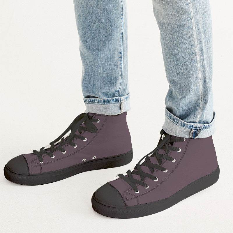 Medium-Dark Neutral Magenta Men's High-Top Canvas Sneakers (PIM2-NE-MD) - Man CloseUp