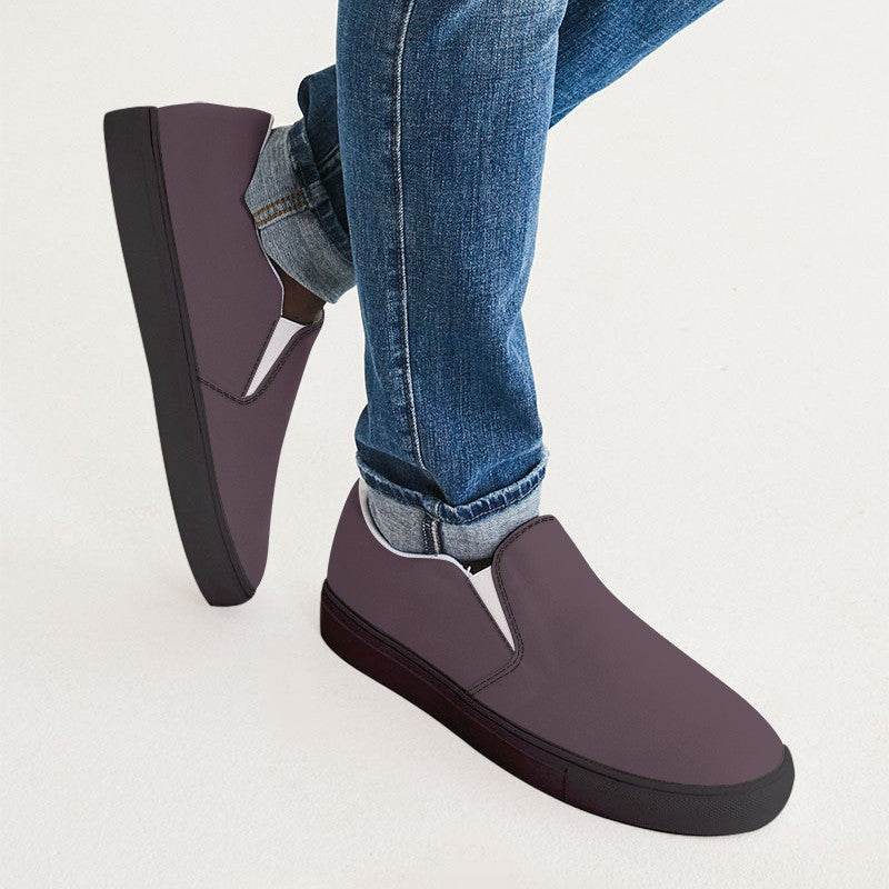 Medium-Dark Neutral Magenta Men's Slip-On Canvas Sneakers (PIM2-NE-MD) - Man CloseUp