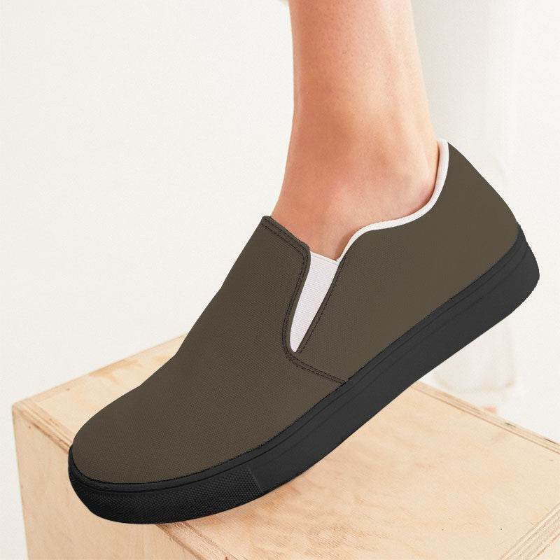 Medium-Dark Neutral Orange Women's Slip-On Canvas Sneakers (YO2-NE-MD) - Woman CloseUp
