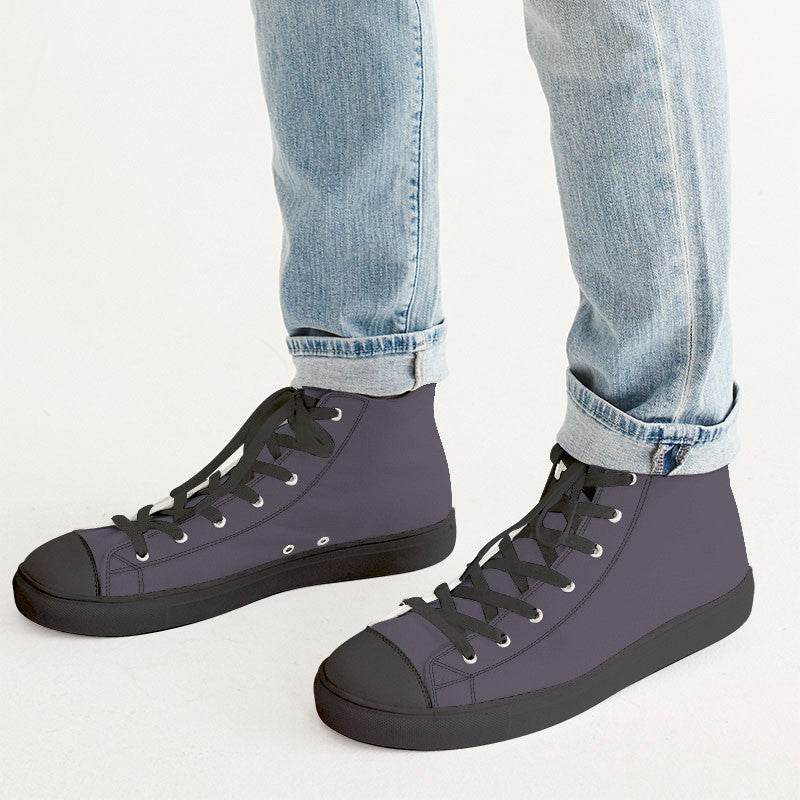 Medium-Dark Neutral Purple Men's High-Top Canvas Sneakers (MPU2-NE-MD) - Man CloseUp