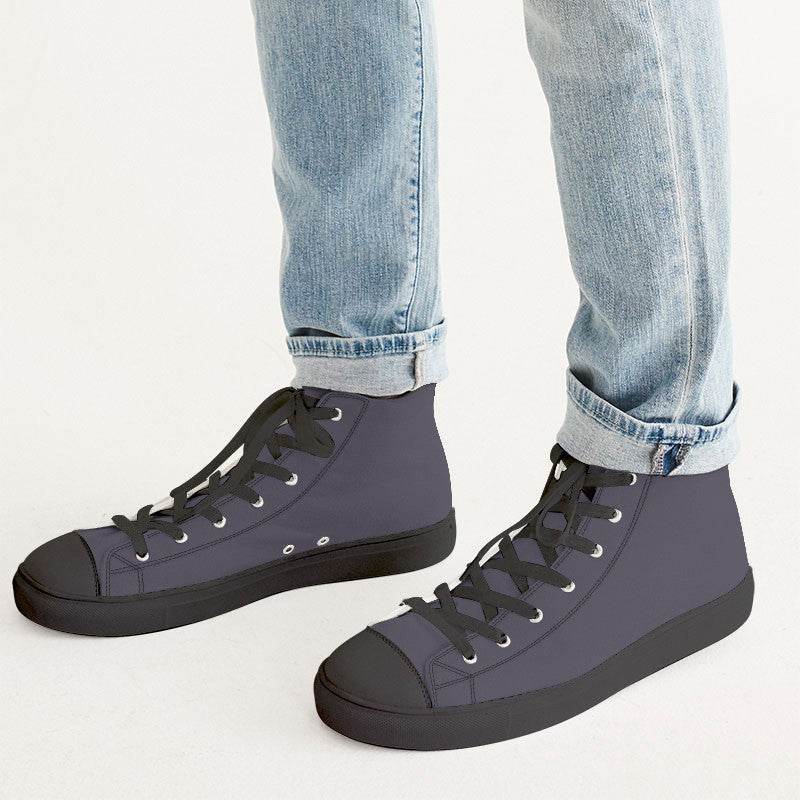 Medium-Dark Neutral Purple Men's High-Top Canvas Sneakers (PU-NE-MD) - Man CloseUp
