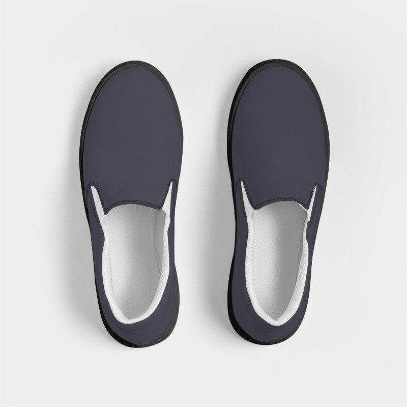 Medium-Dark Neutral Purple Women's Slip-On Canvas Sneakers (PU-NE-MD) - Top
