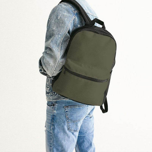 Medium-Dark Neutral Yellow Canvas Backpack (LY2-NE-MD) - Man Back CloseUp