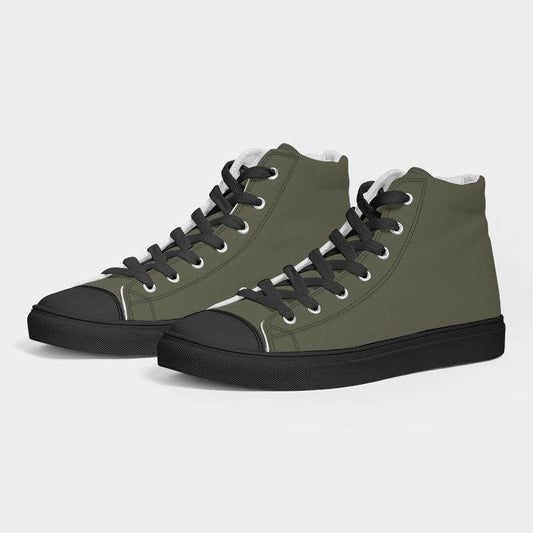 Medium-Dark Neutral Yellow Men's High-Top Canvas Sneakers (LY2-NE-MD) - Side 3