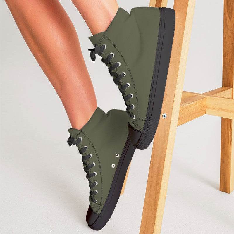 Medium-Dark Neutral Yellow Women's High-Top Canvas Sneakers (LY2-NE-MD) - Woman CloseUp