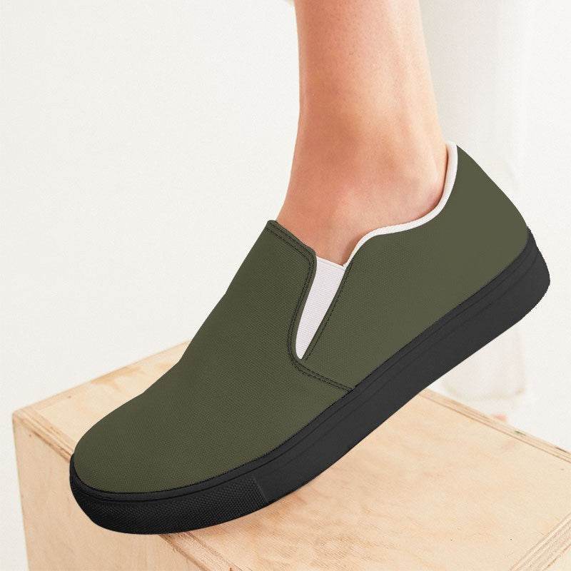 Medium-Dark Neutral Yellow Women's Slip-On Canvas Sneakers (LY2-NE-MD) - Woman CloseUp
