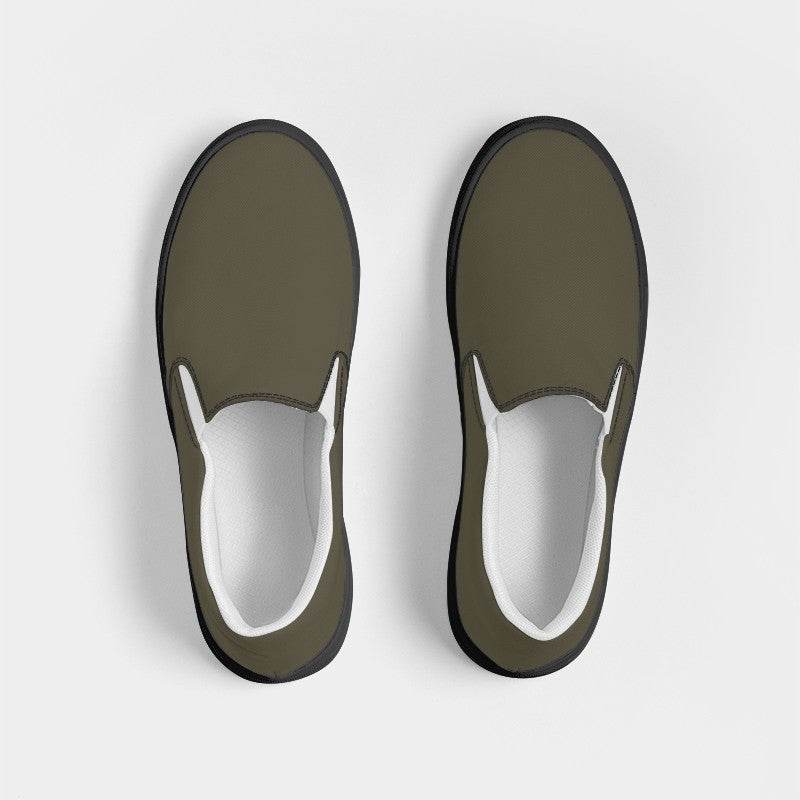Medium-Dark Neutral Yellow Women's Slip-On Canvas Sneakers (Y-NE-MD) - Top