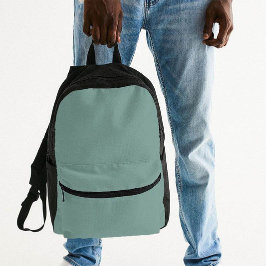 Medium-Light Fully-Muted Blue-Green Canvas Backpack (BG-FM-ML) - Man Holding