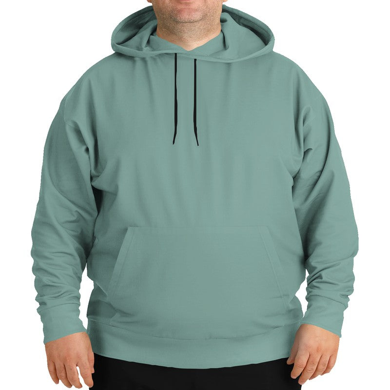 Medium-Light Fully-Muted Blue-Green Hoodie PLUS (BG-FM-ML) - Man Front PLUS