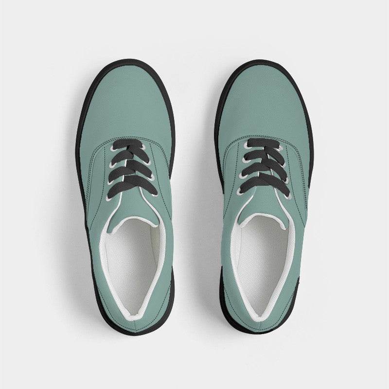 Medium-Light Fully-Muted Blue-Green Men's Canvas Sneakers (BG-FM-ML) - Top