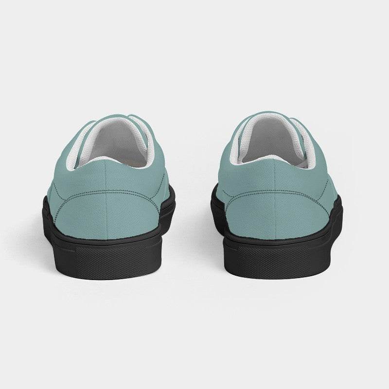 Medium-Light Fully-Muted Blue-Green Women's Canvas Sneakers (CBG2-FM-ML) - Back
