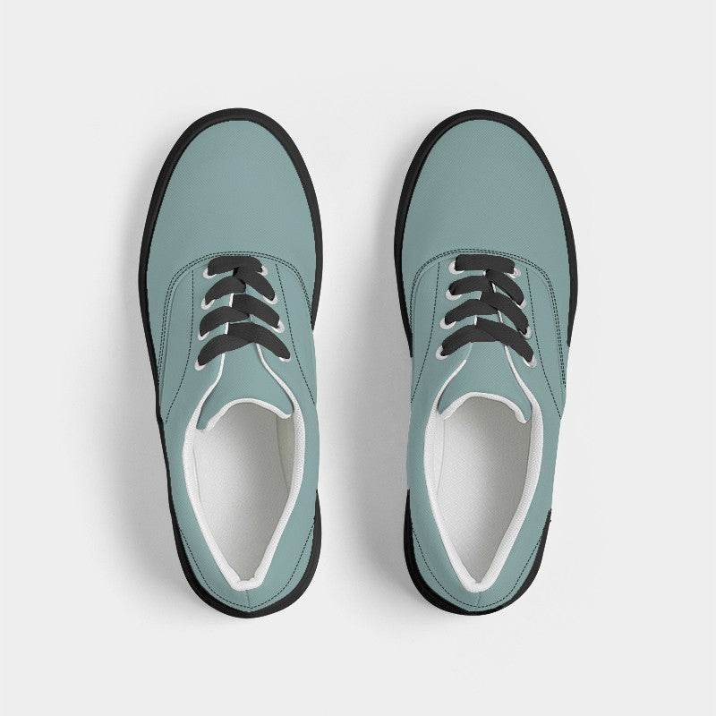 Medium-Light Fully-Muted Blue-Green Women's Canvas Sneakers (CBG2-FM-ML) - Top