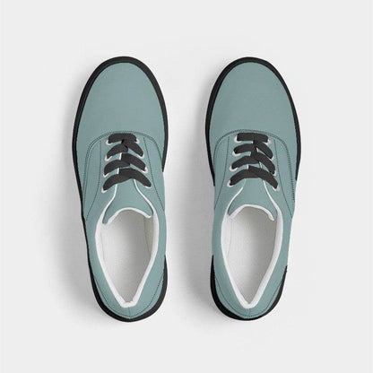 Medium-Light Fully-Muted Blue-Green Women's Canvas Sneakers (CBG2-FM-ML) - Top