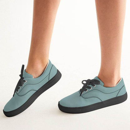 Medium-Light Fully-Muted Blue-Green Women's Canvas Sneakers (CBG2-FM-ML) - Woman CloseUp