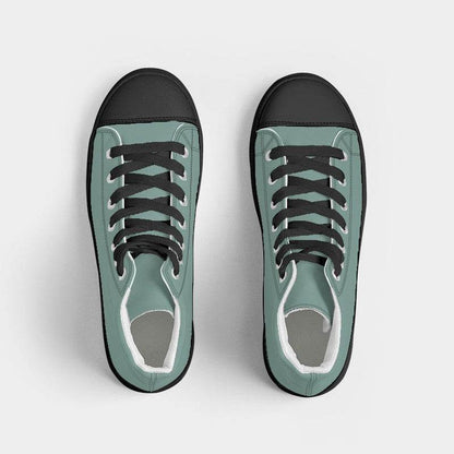 Medium-Light Fully-Muted Blue-Green Women's High-Top Canvas Sneakers (BG-FM-ML) - Top