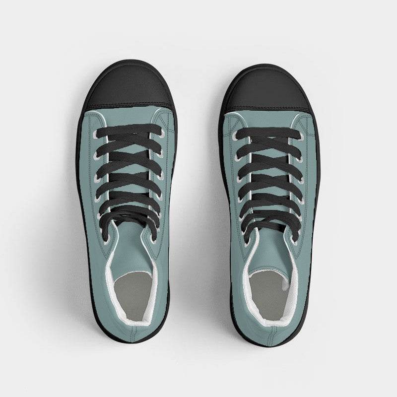 Medium-Light Fully-Muted Blue-Green Women's High-Top Canvas Sneakers (CBG2-FM-ML) - Top