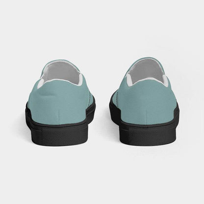 Medium-Light Fully-Muted Blue-Green Women's Slip-On Canvas Sneakers (CBG2-FM-ML) - Back