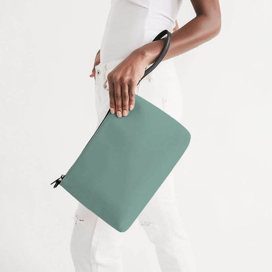 Medium-Light Fully-Muted Blue-Green Zip Pouch (BG-FM-ML) - Side Holding