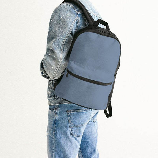 Medium-Light Fully-Muted Blue Canvas Backpack (IB2-FM-ML) - Man Back CloseUp