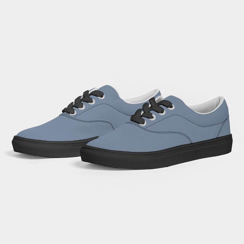 Medium-Light Fully-Muted Blue Women's Canvas Sneakers (IB2-FM-ML) - Side 3