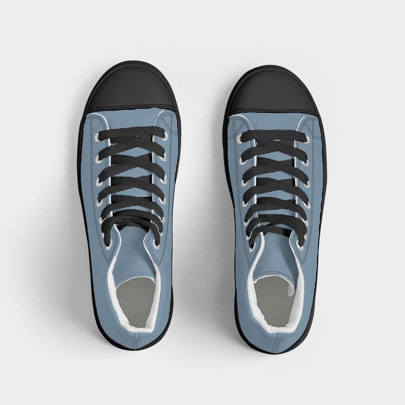 Medium-Light Fully-Muted Blue Women's High-Top Canvas Sneakers (B-FM-ML) - Top