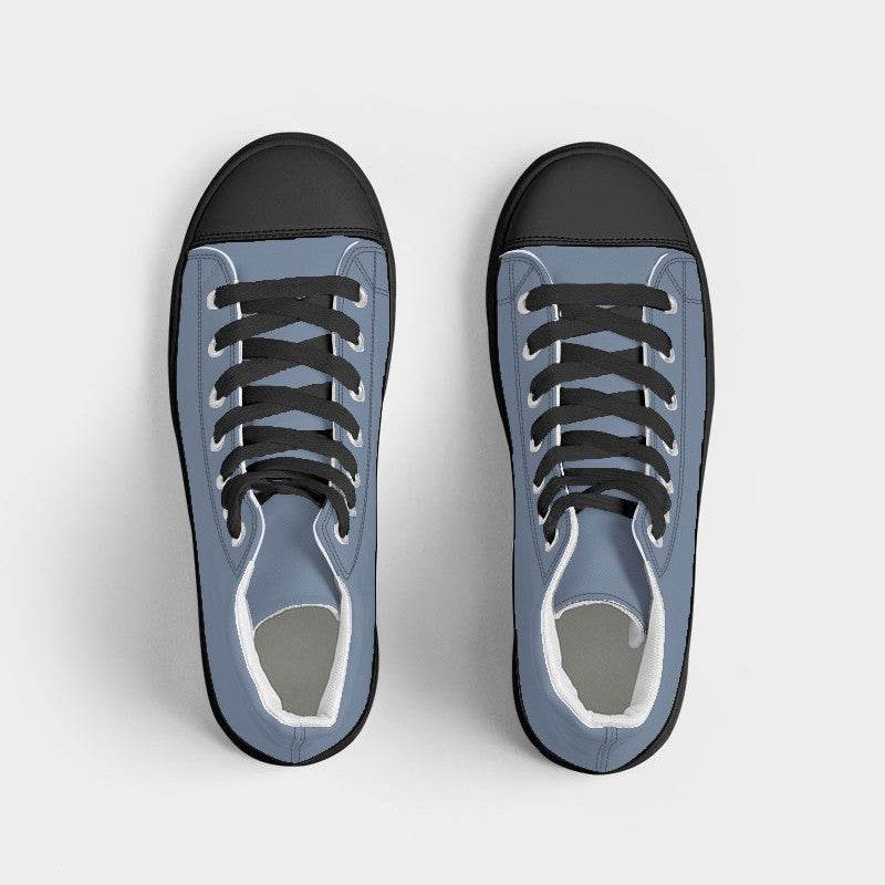 Medium-Light Fully-Muted Blue Women's High-Top Canvas Sneakers (IB2-FM-ML) - Top