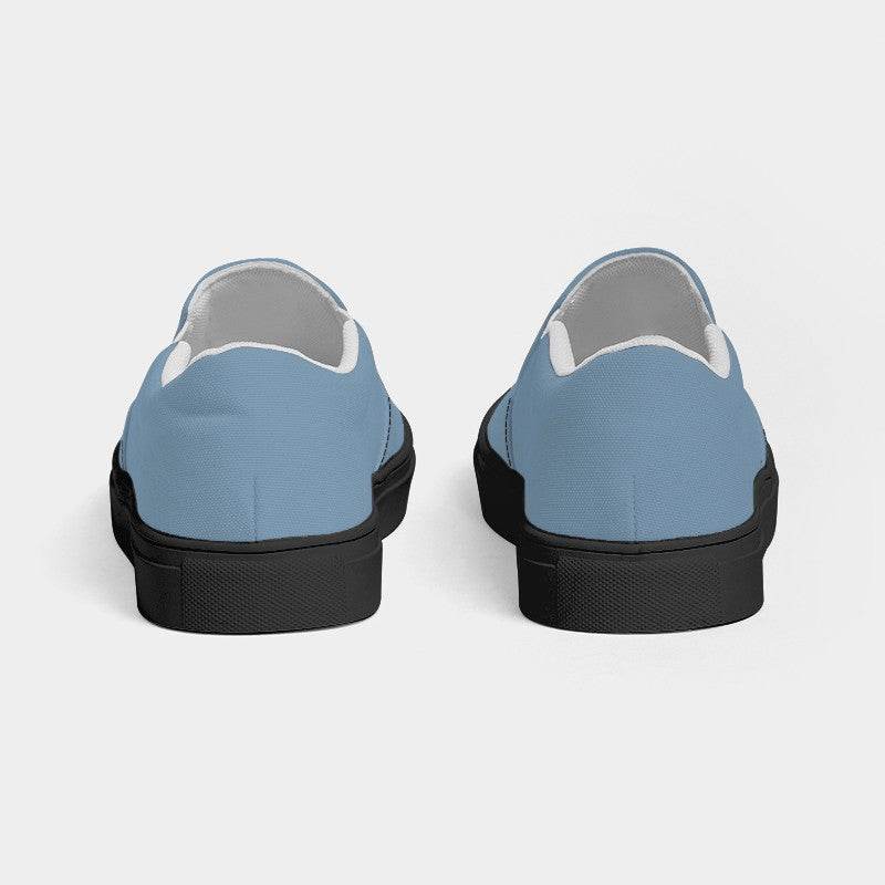 Medium-Light Fully-Muted Blue Women's Slip-On Canvas Sneakers (B-FM-ML) - Back