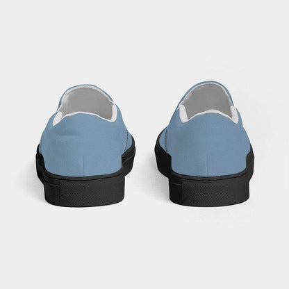 Medium-Light Fully-Muted Blue Women's Slip-On Canvas Sneakers (B-FM-ML) - Back