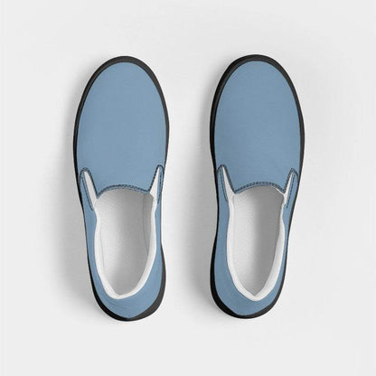 Medium-Light Fully-Muted Blue Women's Slip-On Canvas Sneakers (B-FM-ML) - Top