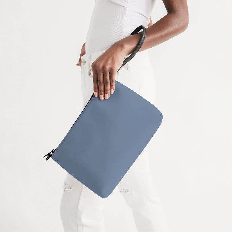 Medium-Light Fully-Muted Blue Zip Pouch (IB2-FM-ML) - Side Holding